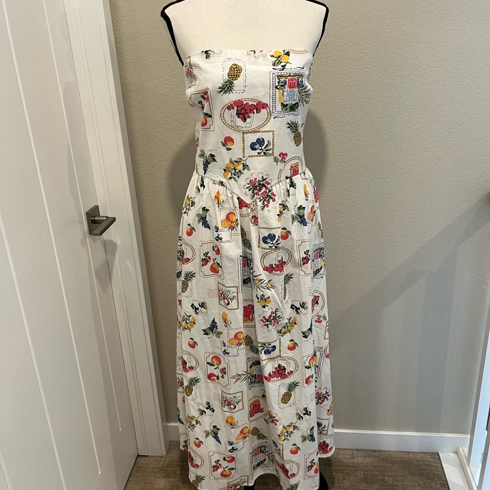 Jessica Simpson Strapless White Floral Dress